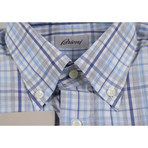 Konner Plaid Cotton Slim Fit Dress // Blue (S)