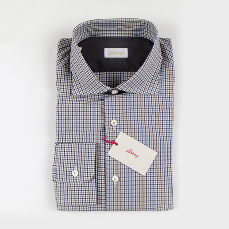Augustus Mini Checkered Cotton Slim Fit Casual Shirt // Brown (S)