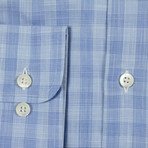 Roy Plaid Cotton Slim Fit Dress Shirt // Blue (S)