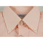 Max Mini Checked Cotton Slim Fit Dress Shirt // Orange (S)
