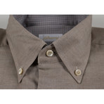 Enzo Cotton Slim Fit Shirt // Brown (S)