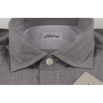 Freddy Houndstooth Cotton Slim Fit Shirt // Brown (S)