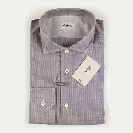 Freddy Houndstooth Cotton Slim Fit Shirt // Brown (S)