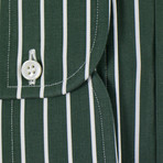 Rylee Striped Cotton Slim Fit Dress Shirt // Green (US: 15R)
