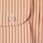 Rishi Striped Cotton Slim Fit Dress Shirt // Orange (US: 15R)