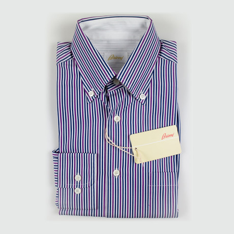 Kamron Striped Cotton Dress Shirt // Purple (S)