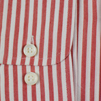 Travis Striped Silk Blend Casual Shirt // Red (S)