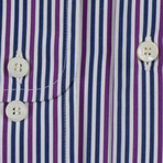 Kamron Striped Cotton Dress Shirt // Purple (S)