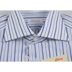 Adan Striped Linen Blend Slim Fit Dress Shirt // Blue (US: 15R)
