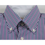 Kamron Striped Cotton Dress Shirt // Purple (S)