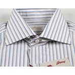 Ibrahim Striped Cotton Slim Fit Dress Shirt // White (US: 15.75R)
