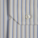 Ibrahim Striped Cotton Slim Fit Dress Shirt // White (US: 15.75R)