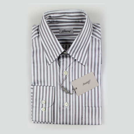 Jayden Striped Cotton Dress Shirt // Brown (S)
