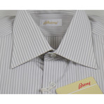 Karter Striped Cotton Slim Fit Dress Shirt // Brown (US: 15R)