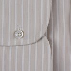 Gustavo Striped Cotton Slim Fit Dress Shirt // Beige (US: 15R)