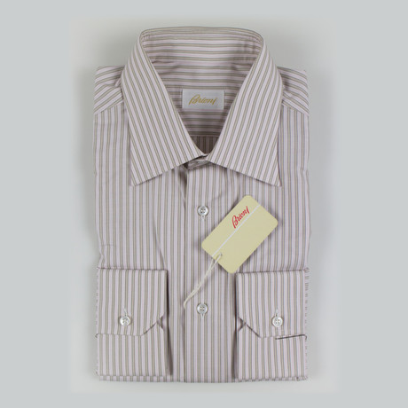 Tommy Striped Cotton Slim Fit Dress Shirt // Multi-Color (US: 15R)