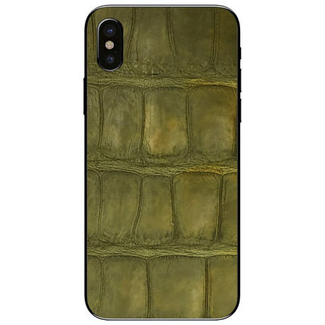 Green Alligator Leather // Leather Skin // iPhone XS