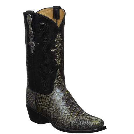 John Everglade Extra Wide Cowboy Boots // Gray + Lime (US: 7.5)