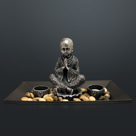 Young Buddha // Fine Art Statue And Tea Lights Tray