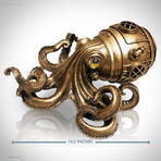 Steampunk Octopus Trinket Box // Cast Bronze & Glass Statue