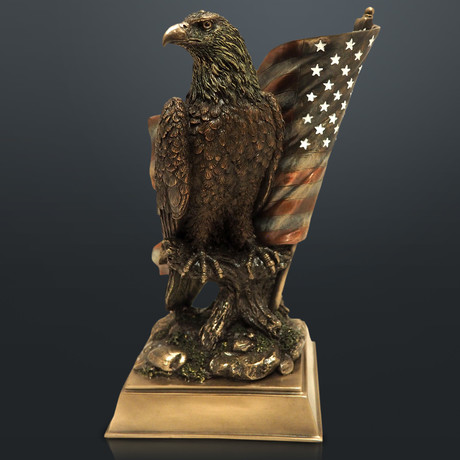 American Bald Eagle And Flag // Cast Bronze Statue