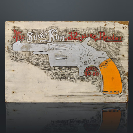 Original The Silver King .32 Caliber Revolver // Vintage Gun Dealer/General Store Sign