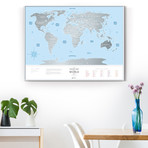 World Travel Map // Blue + Silver