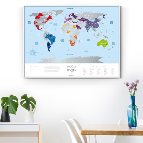 World Travel Map // Blue + Silver