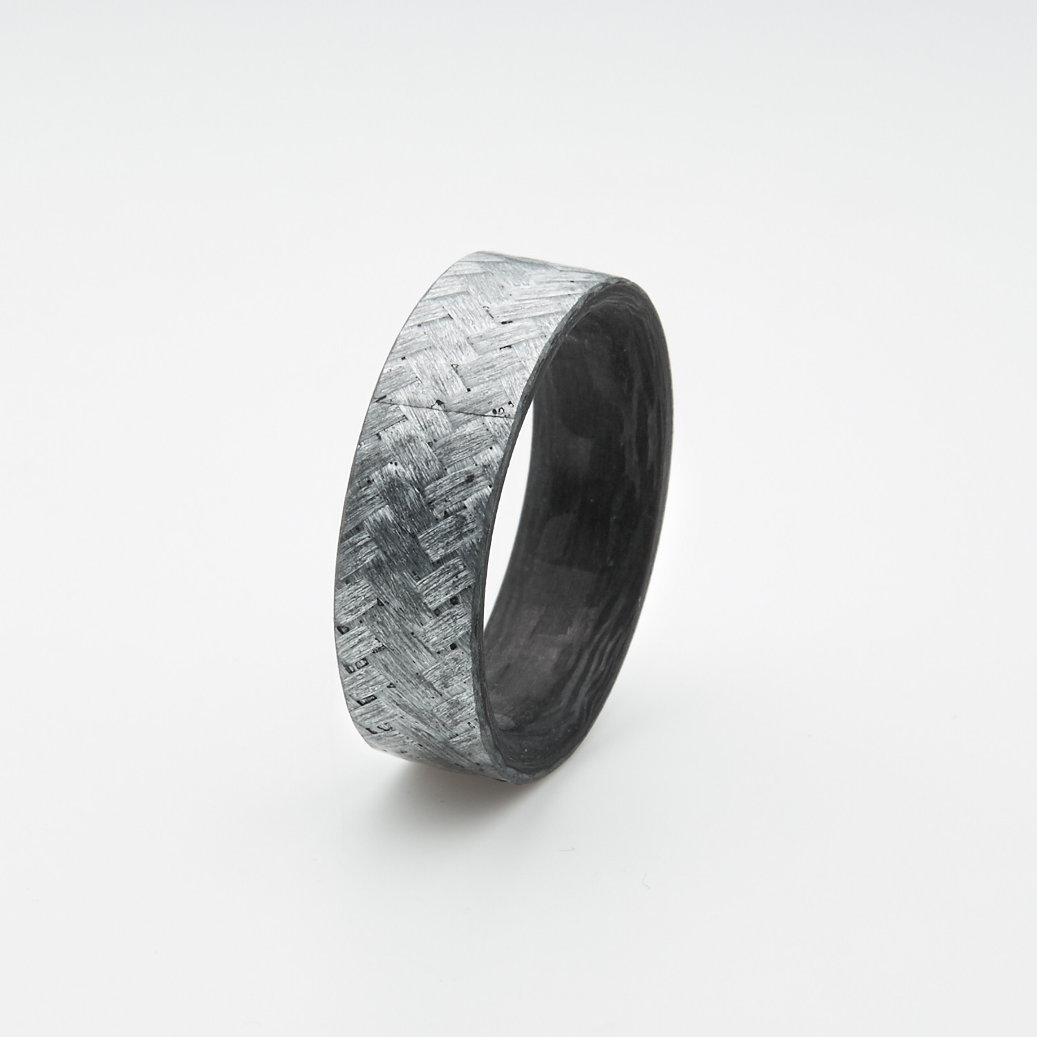 Pure Carbon Fiber Ring // Diagonal Pattern // Two Tone Texalium (Size 9