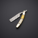 Pro Smooth Shave Yellow Brass Bone Razor Damascus // SH-1