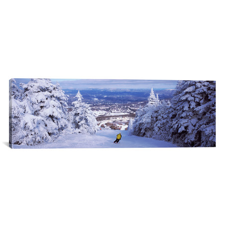 Lone Skier, Stratton Mountain Resort, Windham County, Vermont // Panoramic Images (12"W x 36"H x 0.75"D)