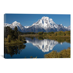 Reflection Of Mountain And Trees On Water, Teton Range, Gran // Panoramic Images (26"W x 18"H x 0.75"D)
