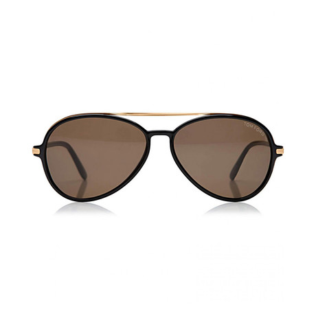 Men's Ramone Sunglasses // Shiny Black + Brown Gradient