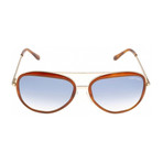 Men's Sam Sunglasses // Gold Havana + Blue Gradient