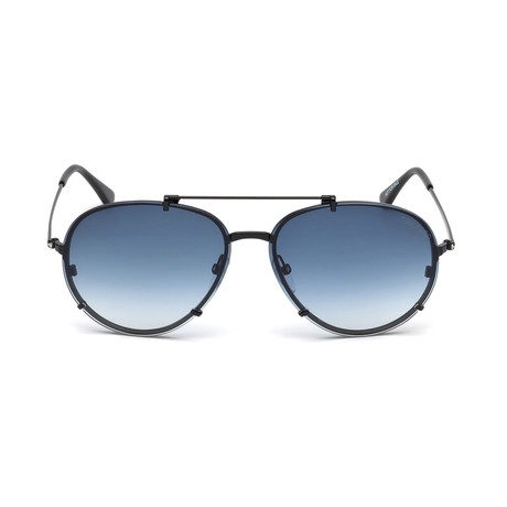 Men's Dickon Sunglasses // Shiny Black + Blue Gradient