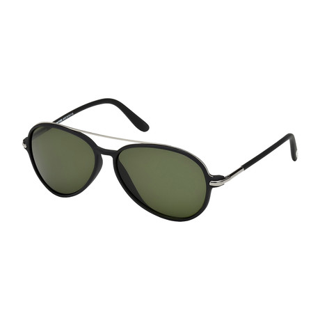 Men's Ramone Sunglasses // Matte Black + Green Gradient