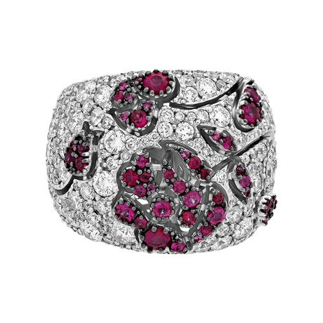 Stefan Hafner Promise 18k White Gold Diamond + Ruby Ring I // Ring Size: 7