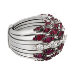 Stefan Hafner Cigni 18k White Gold Diamond + Ruby Ring // Ring Size: 7