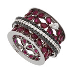 Stefan Hafner 18k White Gold Diamond + Ruby Ring // Ring Size: 7