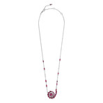 Stefan Hafner Spiral 18k White Gold Diamond + Ruby + Sapphire Necklace // Length: 18.5"