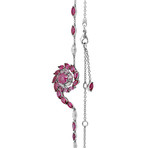 Stefan Hafner Spiral 18k White Gold Diamond + Ruby + Sapphire Necklace // Length: 18.5"