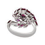 Stefan Hafner 18k White Gold Diamond + Ruby + Sapphire Ring // Ring Size: 7.25