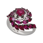 Stefan Hafner 18k White Gold Diamond + Ruby + Sapphire Ring // Ring Size: 7.25