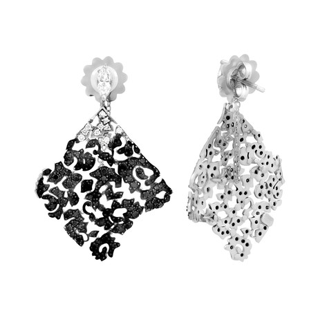 Stefan Hafner 18k White Gold Diamond + Black Diamond Earrings