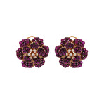 Stefan Hafner Dalida 18k Rose Gold Diamond + Sapphire Earrings // Earring Drop: 1"