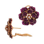Stefan Hafner Dalida 18k Rose Gold Diamond + Sapphire Earrings // Earring Drop: 1"