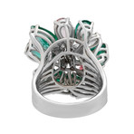 Stefan Hafner Fiori di Bach 18k White Gold Diamond Emerald + Sapphire Ring // Ring Size: 6.5