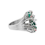 Stefan Hafner Fiori di Bach 18k White Gold Diamond Emerald + Sapphire Ring // Ring Size: 6.5