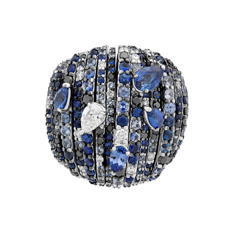 Stefan Hafner Ocean 18k White Gold Diamond + Sapphire Ring // Ring Size: 6.5