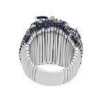 Stefan Hafner Ocean 18k White Gold Diamond + Sapphire Ring // Ring Size: 6.5